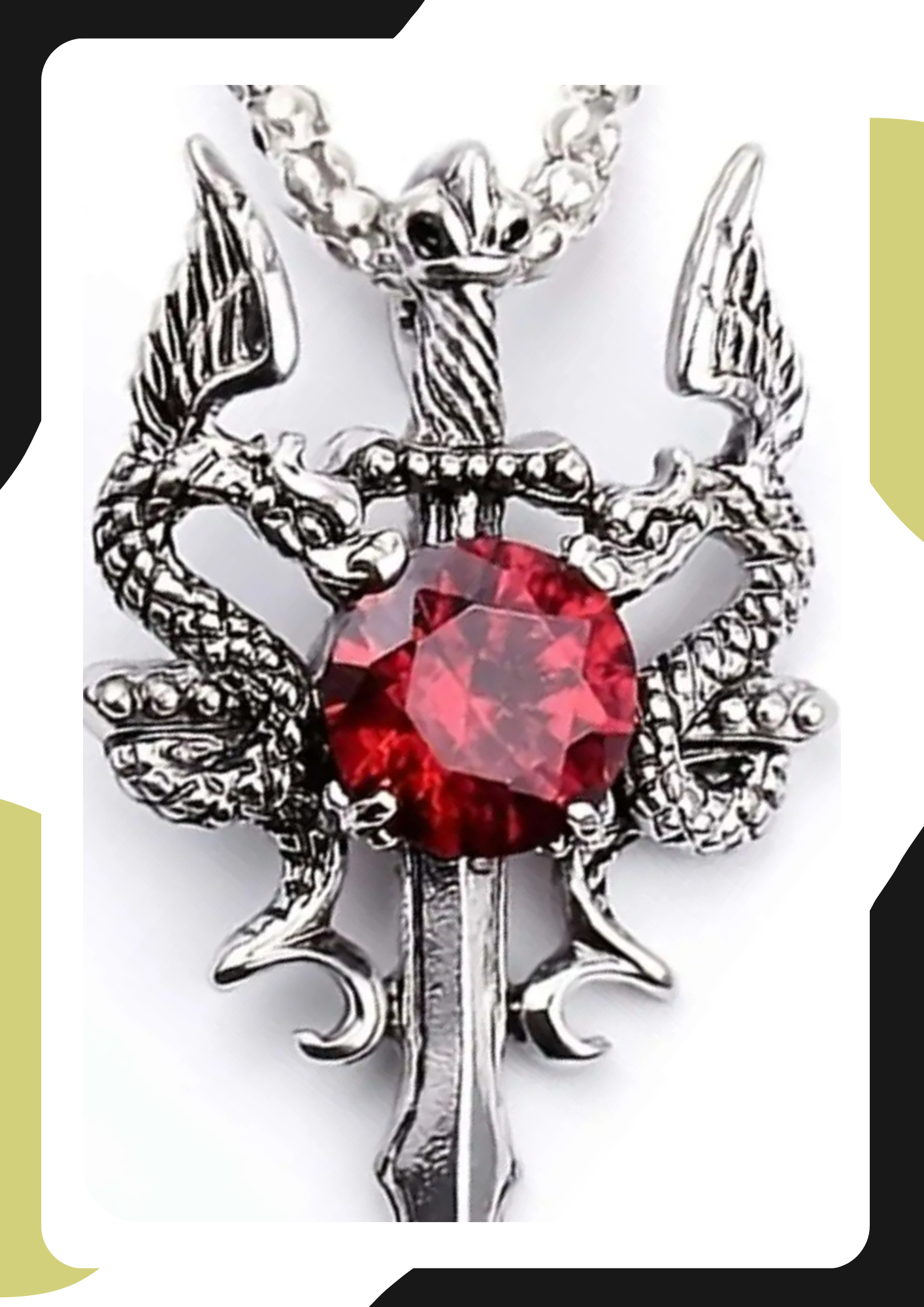 Gothic Necklace with Water Crystal and Double Dragon – Legendary Edition 2 for 1