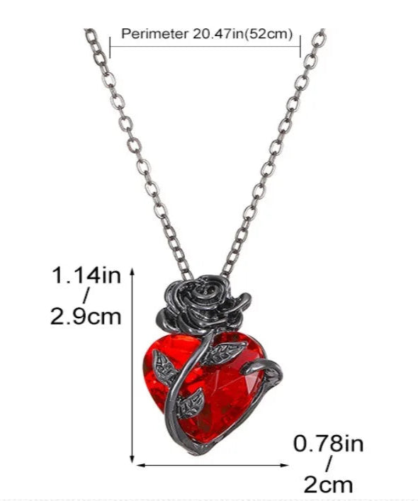 Blood Rose Gothic Necklace – Human Heart